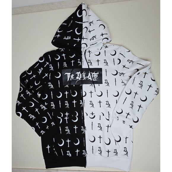 The Dark Arts Split Monogram Hoodie Black White Fleece Three Panels Zip Men's L - Picture 7 of 8